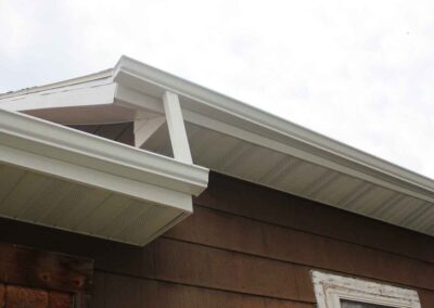 Gutters installed on roof with different levels